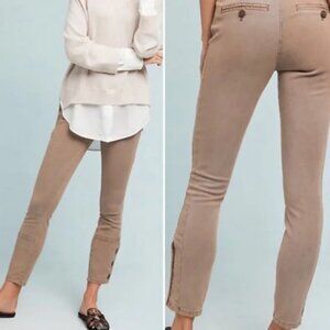 Anthropologie | Brown Button Ankle Utility Slim Leg Pants